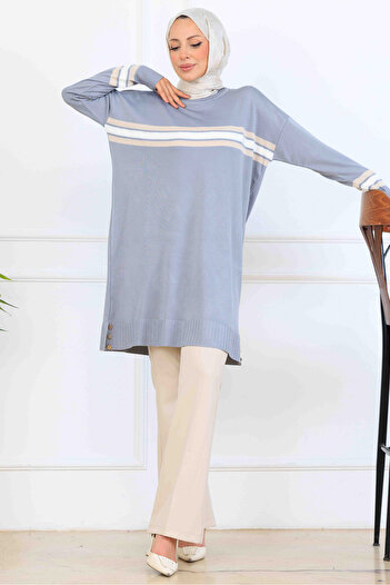 benguen Striped Mercerized Tunic K5020 Gray