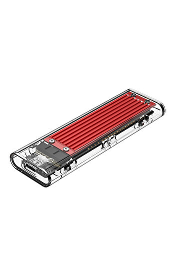 Other Kieszeń obudowa na dysk TCM2-C3 M.2 NVME na USB-C 10Gb/s - czerwono-przezroczysta