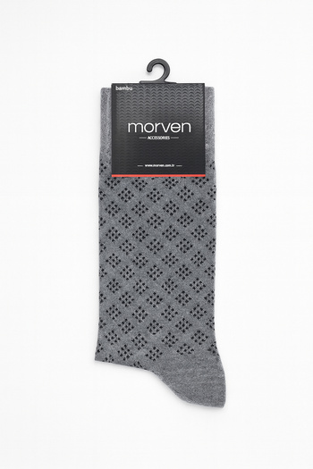 Morven Men's Gray Bamboo Patterned Socks