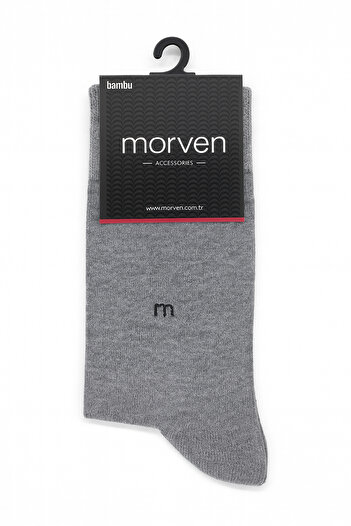 Morven Men's Gray Bamboo Plain Pattern Socks