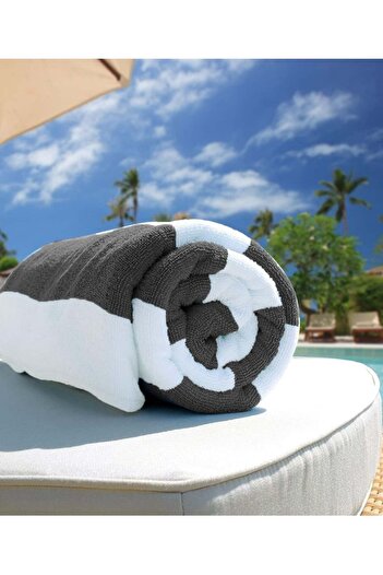 Bliss Casa 2-Piece Oversized Beach Towels – 100% Cotton, Highly Absorbent & Soft, Cabana Stripe