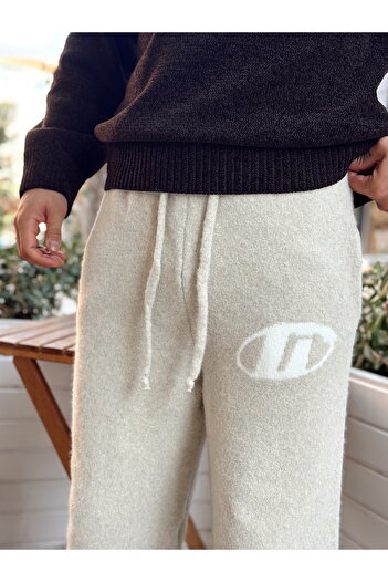 manch collection G Logolu Baggy Pantolon Krem