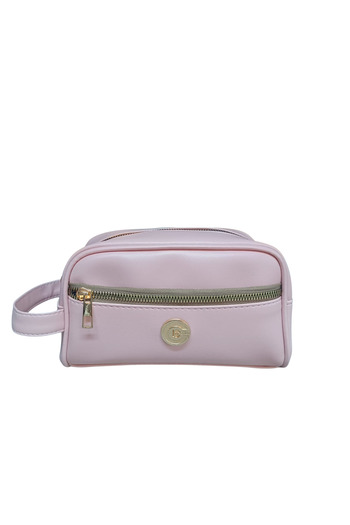 Maykis Pink Faux Leather Makeup Bag