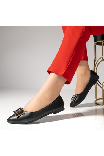 BMoD Black women's ballet flats with metallic details MOD13035