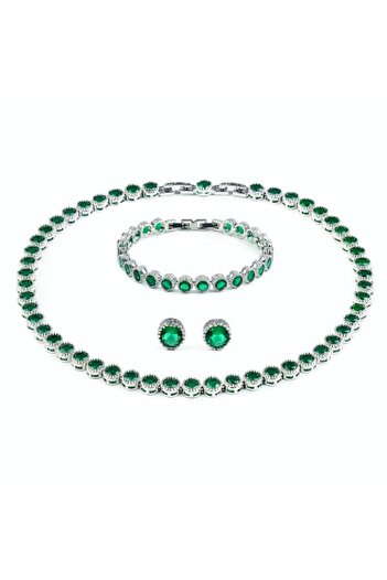Briliance Set Tennis Necklace Bracelet and Earrings Divine Emerald Green