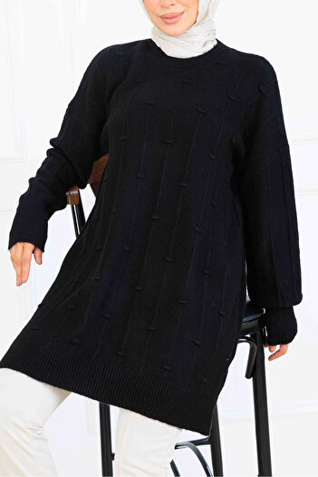 benguen Patterned Knitwear Tunic K6003 Black