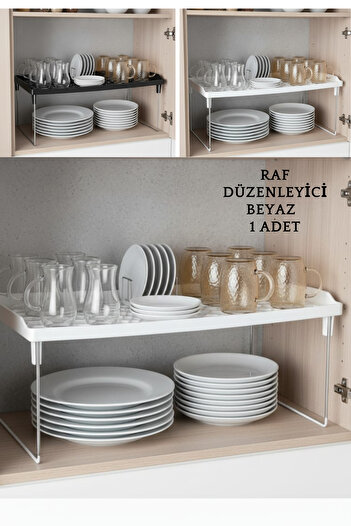 ego home Inside Cabinet Shelf Organizer Closet Organizer Shelf, Cup Plate Cup Rack, Organizing Shelf White