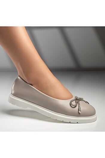 BMoD Women's grey ballet flats with a bow MOD11658