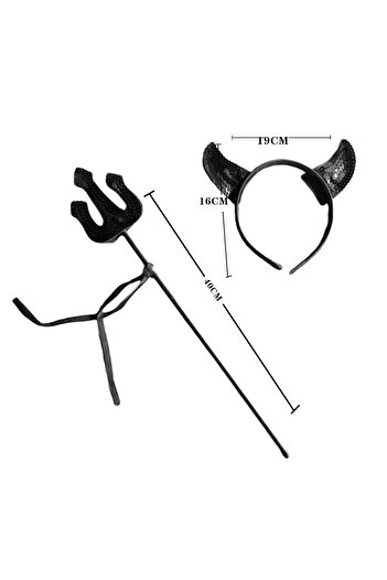 OEM 2-piece costume set for carnival or Halloween, headband with horns and trident, MAS-204