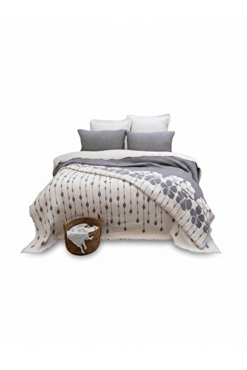 Şaheser Sole Beige Six-Layer Muslin Bedspread Set – 100% Cotton