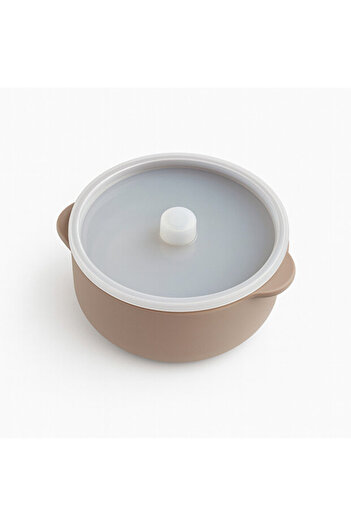 CKM silikon Silicone Baby Food Bowl with Leak-Proof Vacuum Lid 400 ml Beige