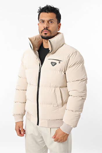 Rodrigo Men's Inflatable Tight Fitting Fiber Cold-Proof Thick Coat with Elastic Sleeves and Waist