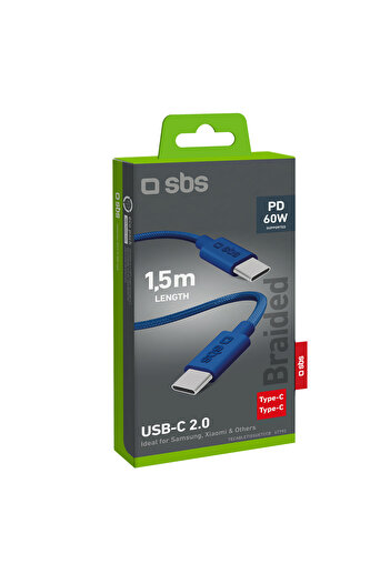 Other Kabel przewód w oplocie USB-C - USB-C 60W 1.5m - niebieski