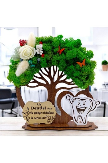 OEM Decorative wooden tree with lichens for Dentist - Personalized gift of 20 cm