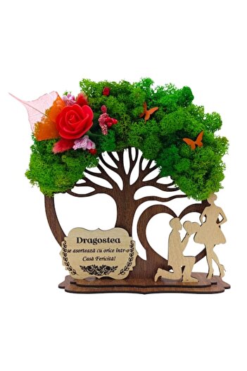 OEM Decorative wooden tree with lichens for Wife/Husband "Love matches.." - 20 cm personalized gift