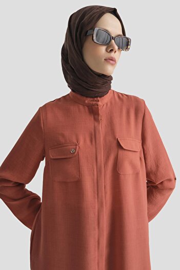 Armine TREND Tunic with Pockets on the Neck and Hidden Zipper-Cinnamon 25Yt4138