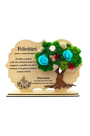 OEM Lichen painting decoration, personalized gift with message for Pensioner, cream - 30x18cm