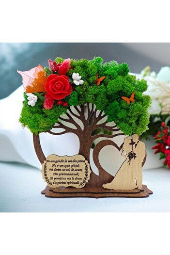 OEM Decorative wooden tree with lichens for Godparents "We were thinking of you..." - Personalized gift
