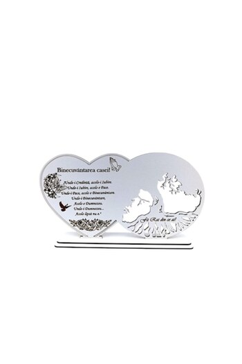 OEM Blank decoration heart tree of life, personalized with message Blessing of the House, 30X16CM