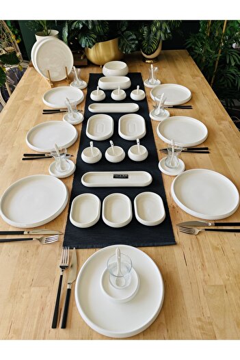 CASA DE BELLA Bianco 45 Piece 6 Person Porcelain Breakfast Set