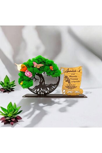 OEM Tree of Life painting with lichens, decorated, personalized gift with message for Wife/Mother, 30x18cn