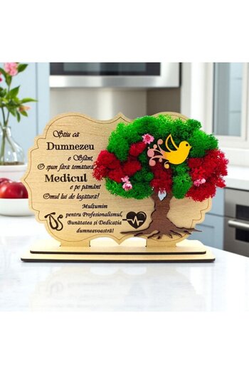 OEM Decoration painting with lichens, personalized gift with message for Doctor/Doctor, cream - 30x18cm