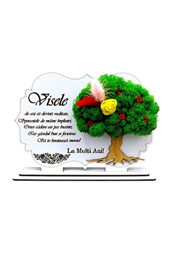 OEM Picture decoration with stand, personalized gift with standard message for "Happy Birthday!", white, dime