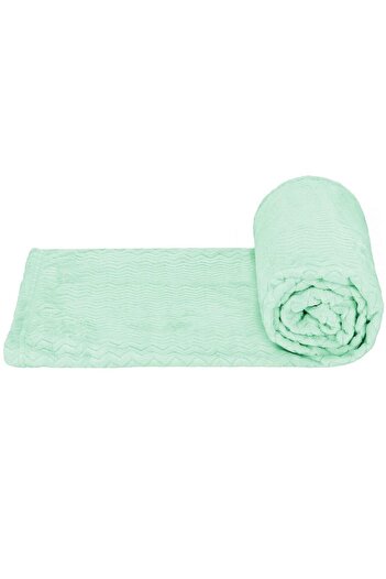SERSIMO Fluffy blanket for 2 people, 2 sides, embossed pattern, 200x220cm, green