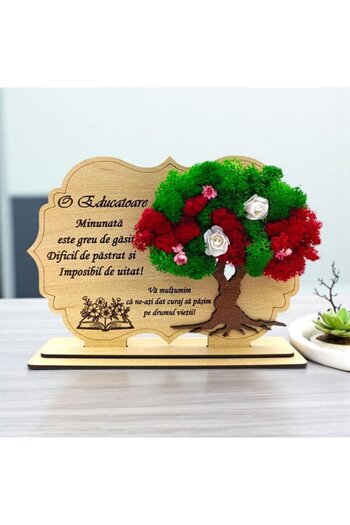 OEM Lichen painting decoration, personalized gift with message for Educators, cream - 30x18cm