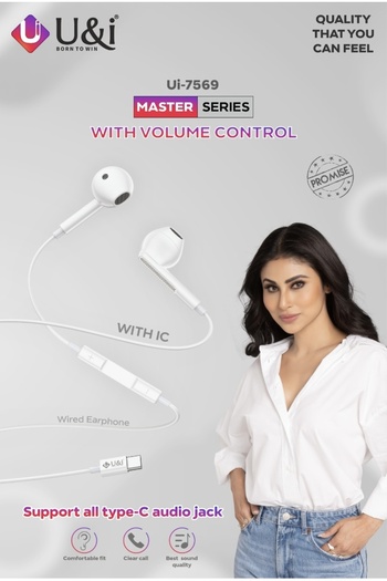 U & I Born To Win Wired Type C Headphones Wired Earphones (USB-C) with Mic & Volume Control Headset