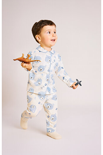 BUUFUU Baby Boy Suit Long Sleeve Cotton Animal Patterned 0-6 Months