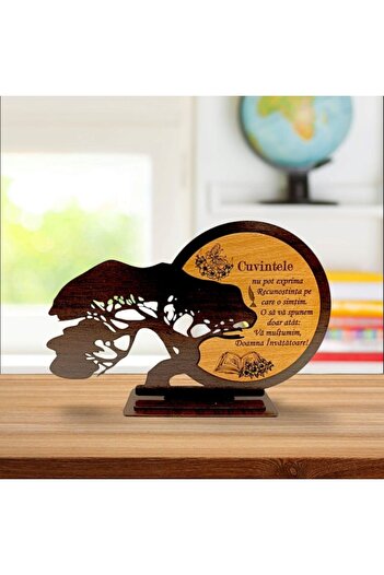 OEM Blank bonsai decoration, personalized gift with standard message for "Teacher", wenge, 30x19cm