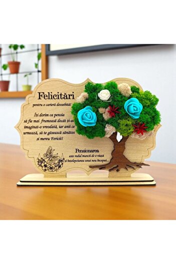 OEM Lichen painting decoration, personalized gift with message for Pensioner, cream - 30x18cm