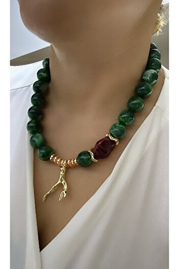 VNS Accessories Ethnic Figure Detail Large Ball Bead Necklace
