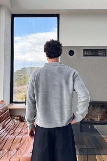 Flaw Wear Buttoned Polo Neck Knitwear Sweater