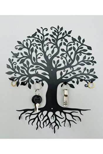 VENON Black Tree of Life 11 Hooks Metal Wall Key Hanger Key Holder Home Decoration 31*27*2.5 cm