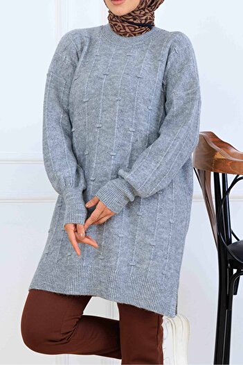 benguen Patterned Knitwear Tunic K6003 Gray