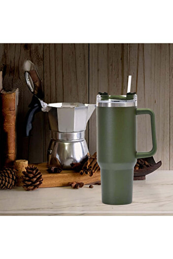 vivimall Thermos Mug for Hot and Cold Drinks with Army Green Handle | FreshBox