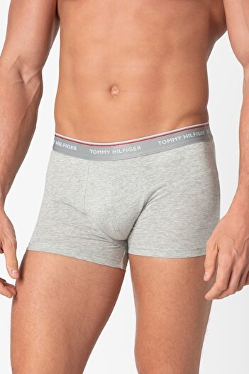 Tommy Hilfiger , Set of cotton blend boxers with logo waistband - 3 pairs, Black/Grey melange