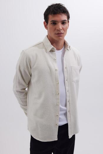 Tudors Men's Regular Fit Classic Cut Straight Pocket Ecru Lumberjack Shirt