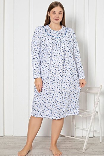embody Women's Warm and Comfortable Batal Women's Cotton Vated Nightdress with Buttons and Floral Print