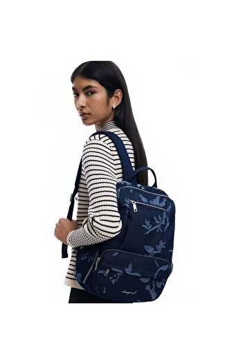 Desigual Large women's denim backpack, Desigual, Kilo Chester Mini series, Navy blue