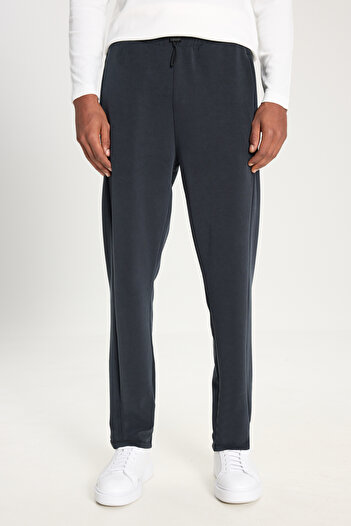 ALTINYILDIZ CLASSICS Men's Anthracite Standard Fit Regular Cut Flexible Knitted Trousers with Pockets
