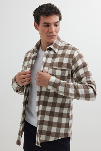 Tudors Men's slim fit long sleeve plaid checkered winter woodcutter shirt with pockets