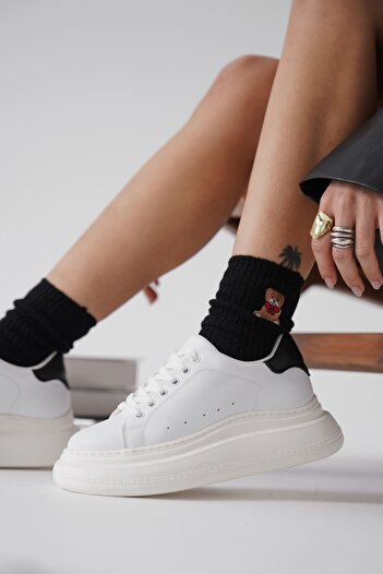TRENDELLA Bella white back black women's sports shoes