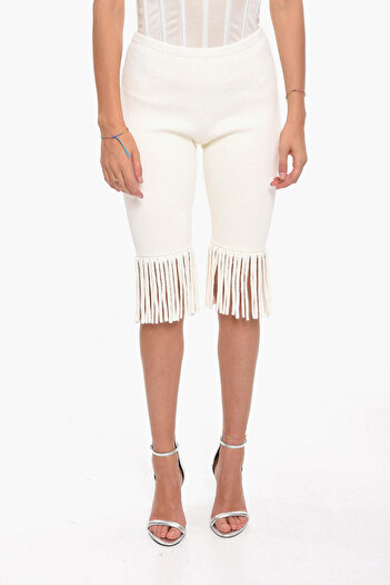 Proenza Schouler Textured-Woven Biker Shorts With Fringed Hems