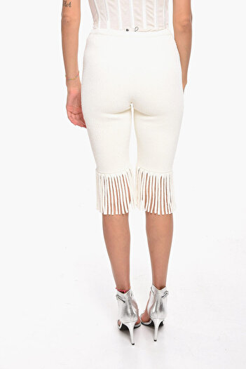 Proenza Schouler Textured-Woven Biker Shorts With Fringed Hems