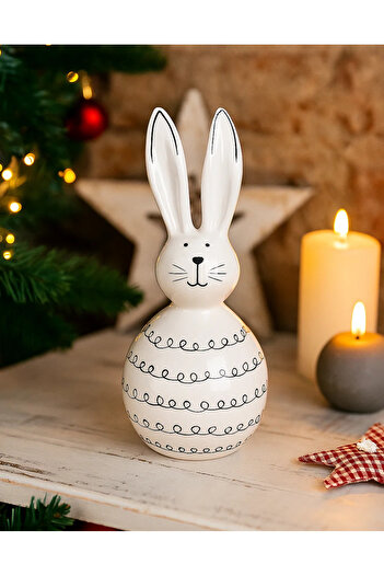 OEM Ceramic bunny white/black 9x21x9cm