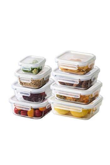 locknlock Stackable Tempered Glass Food Container Set of 8 – Airtight, Oven & Microwave Safe
