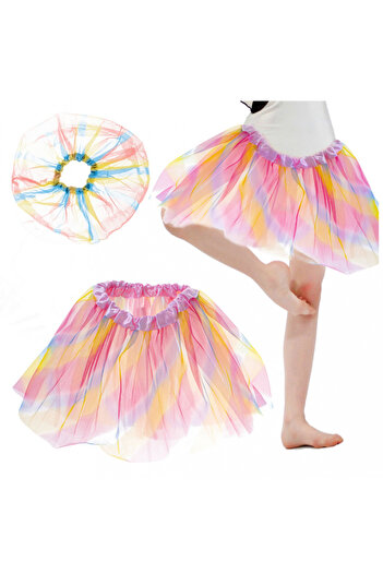 Ikonka Skirt for girls, Ikonka, made of 3-layer tulle and elastic sewn into the waist, length 29 cm, size